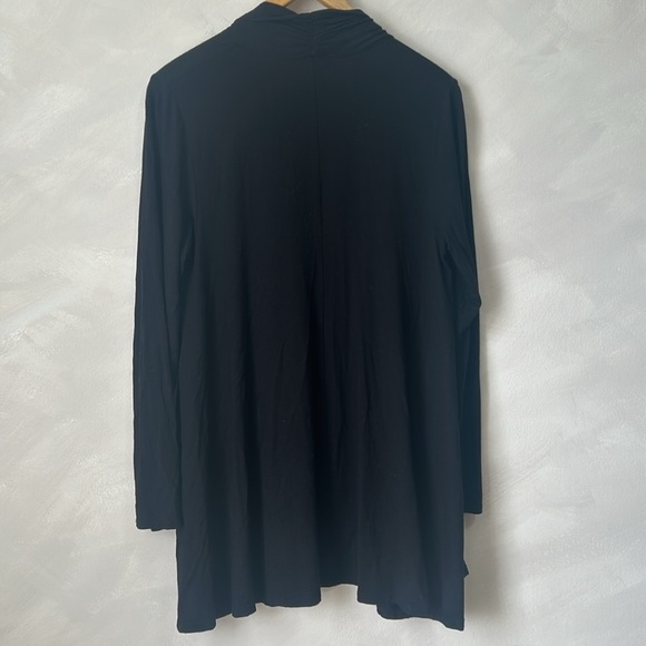 Eileen Fisher black long sleeve longer tunic length open front cardigan small - Picture 8 of 8